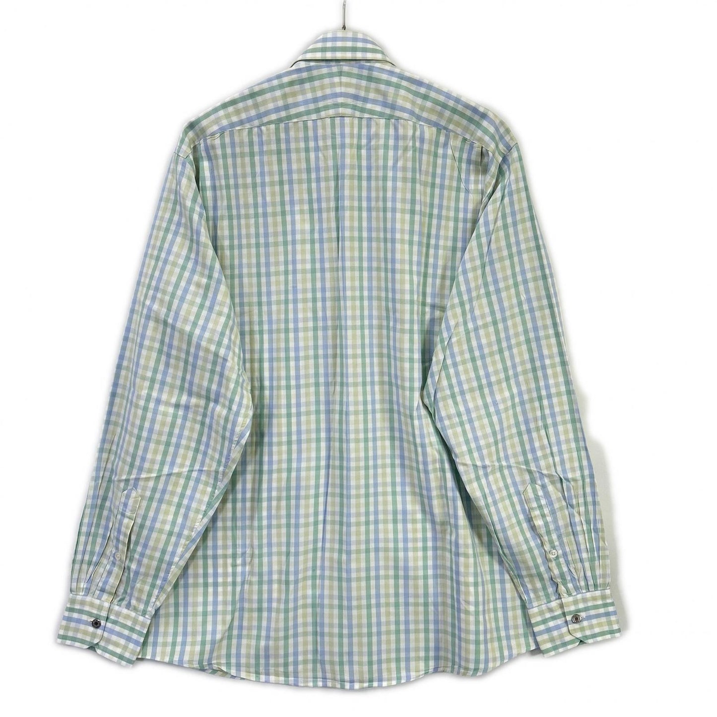 HERMES Green-Tone Check Selier Button Long Sleeve Shirt Size 41/16