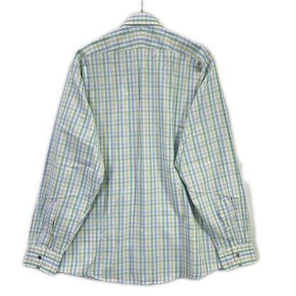 HERMES Green-Tone Check Selier Button Long Sleeve Shirt Size 41/16
