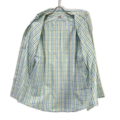 HERMES Green-Tone Check Selier Button Long Sleeve Shirt Size 41/16