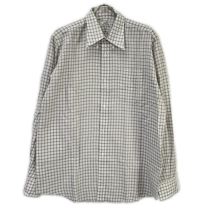 HERMES Gray Check Selier Button Long Sleeve Shirt Size 42-16