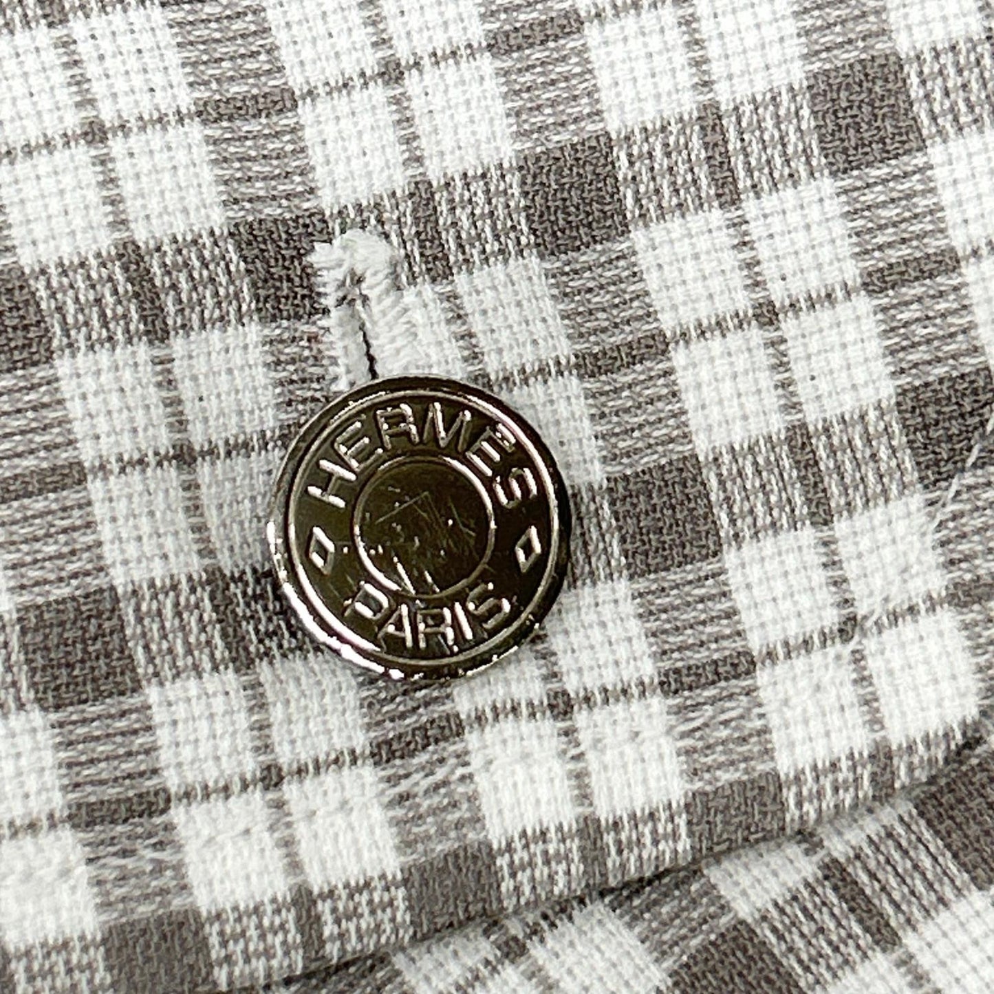 HERMES Gray Check Selier Button Long Sleeve Shirt Size 42-16
