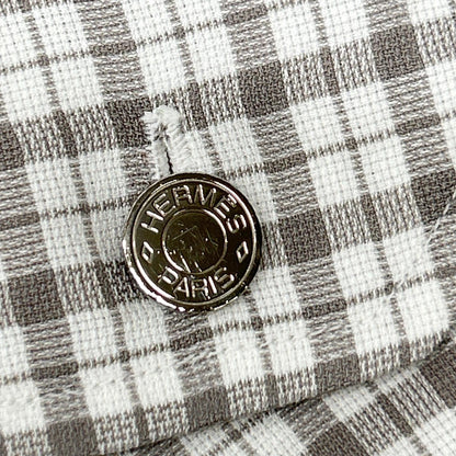 HERMES Gray Check Selier Button Long Sleeve Shirt Size 42-16