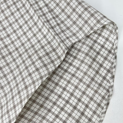 HERMES Gray Check Selier Button Long Sleeve Shirt Size 42-16