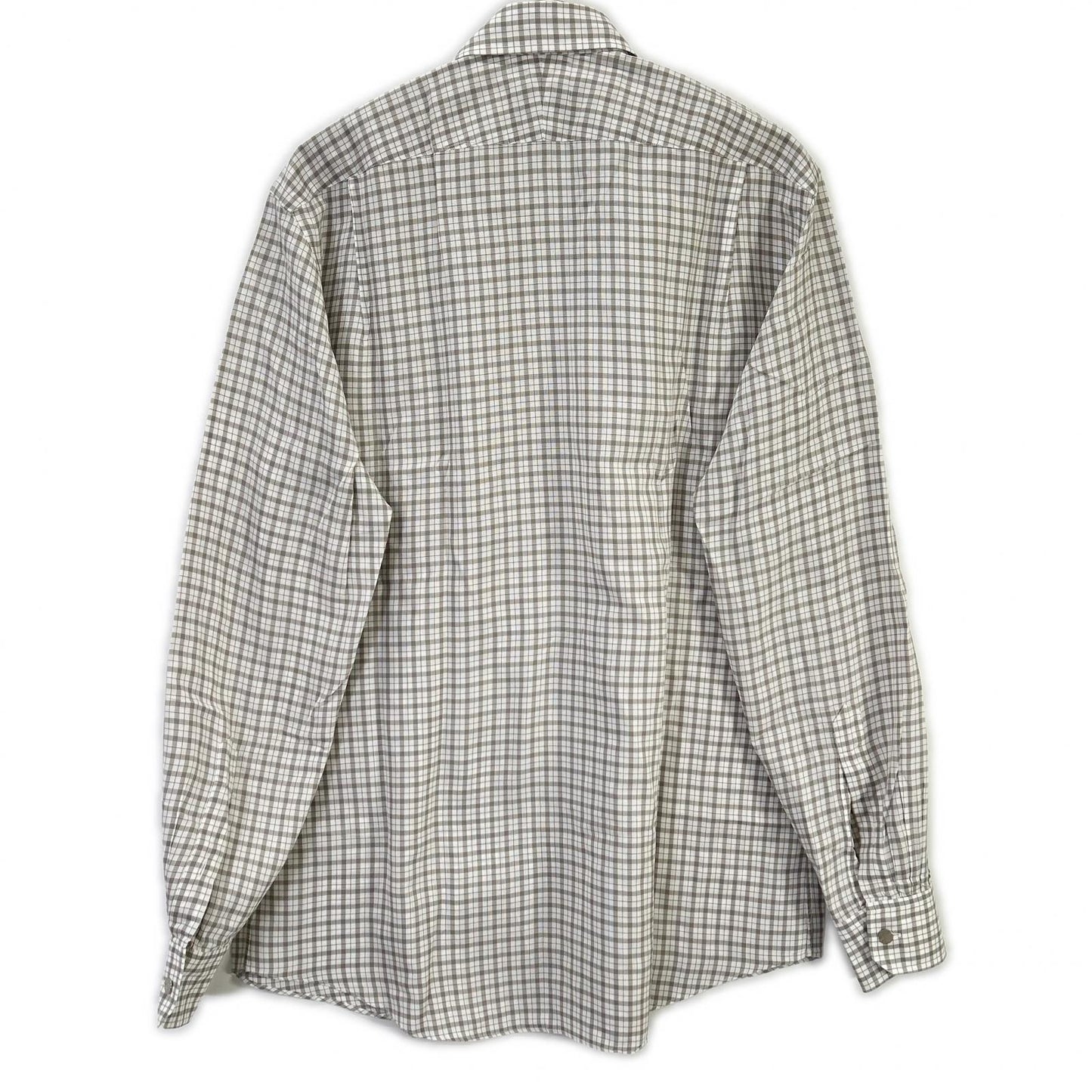 HERMES Gray Check Selier Button Long Sleeve Shirt Size 42-16