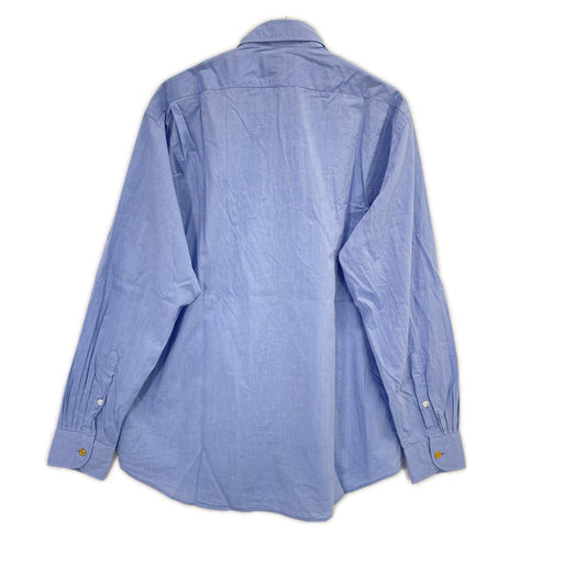 HERMES Long Sleeve Shirt Sellier Button Blue Size 42-16 1/2 Size 42-16 1/2