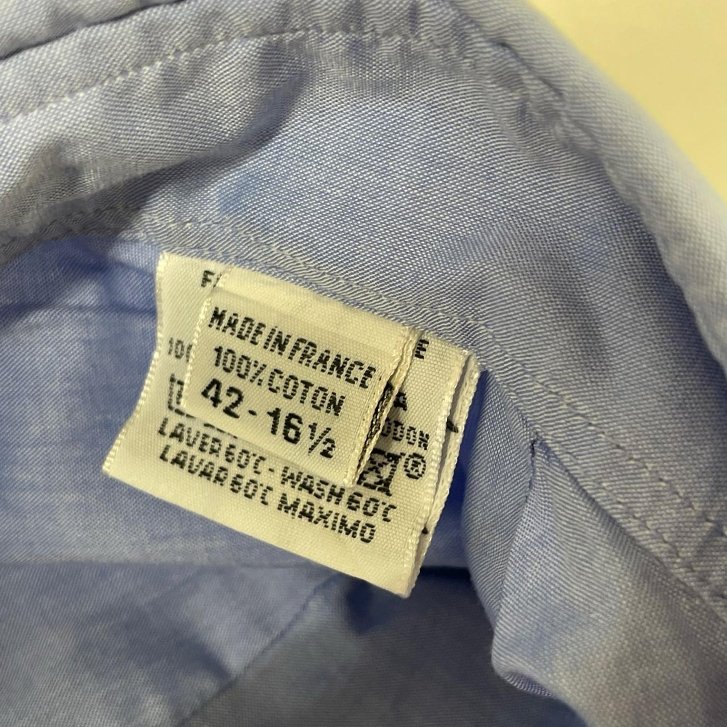 HERMES Long Sleeve Shirt Sellier Button Blue Size 42-16 1/2 Size 42-16 1/2