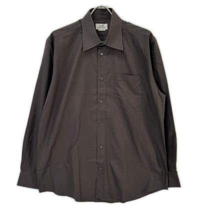 HERMES Brown Selier Button Long Sleeve Shirt Size 41/16