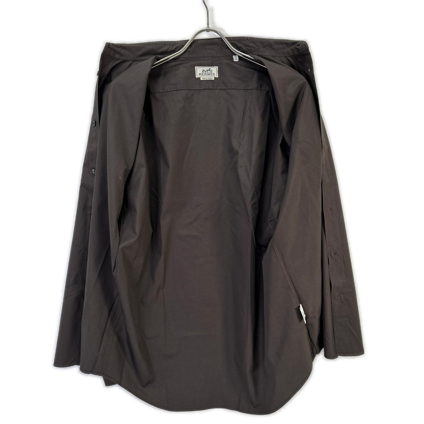 HERMES Brown Selier Button Long Sleeve Shirt Size 41/16
