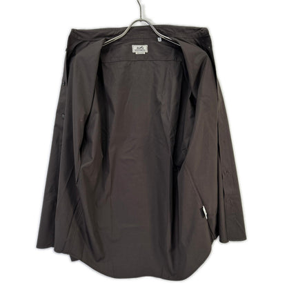 HERMES Brown Selier Button Long Sleeve Shirt Size 41/16