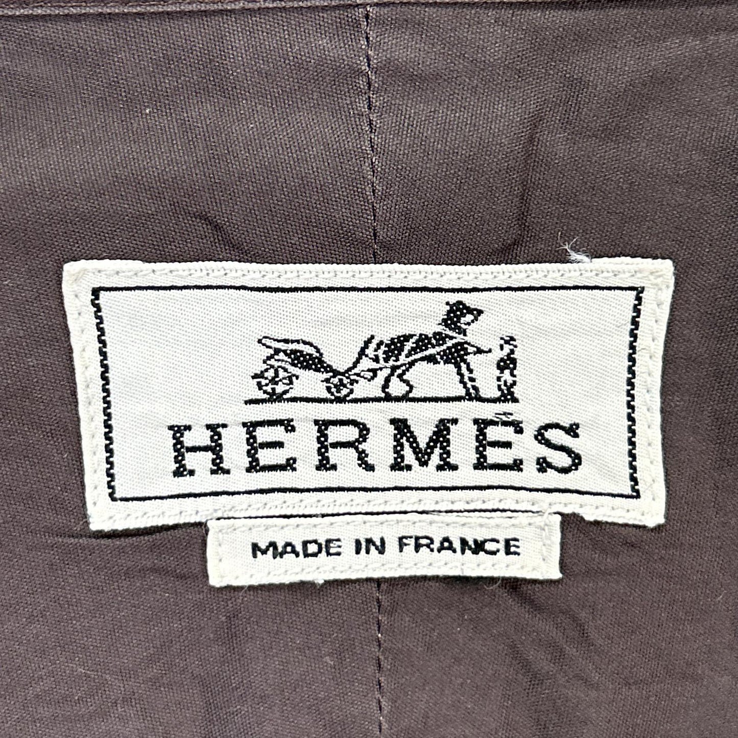 HERMES Brown Selier Button Long Sleeve Shirt Size 41/16