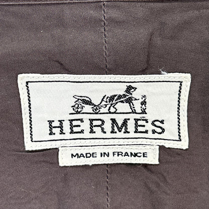 HERMES Brown Selier Button Long Sleeve Shirt Size 41/16