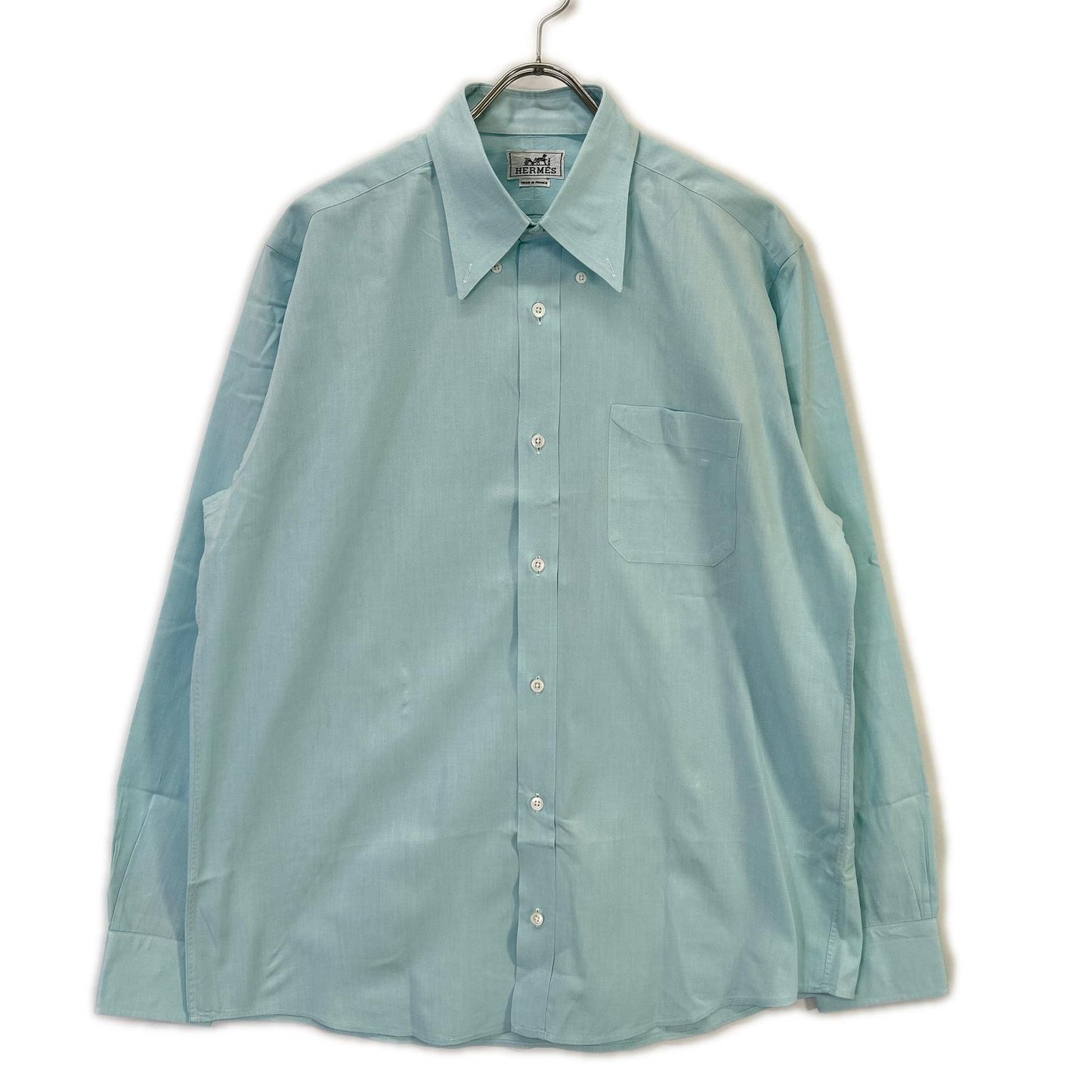 HERMES Green Selier Button Button-Down Long Sleeve Shirt Size 41/16