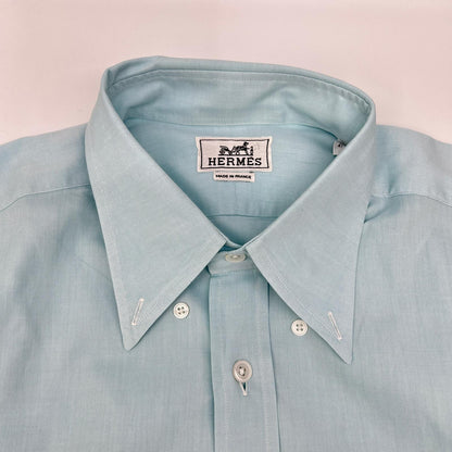 HERMES Green Selier Button Button-Down Long Sleeve Shirt Size 41/16