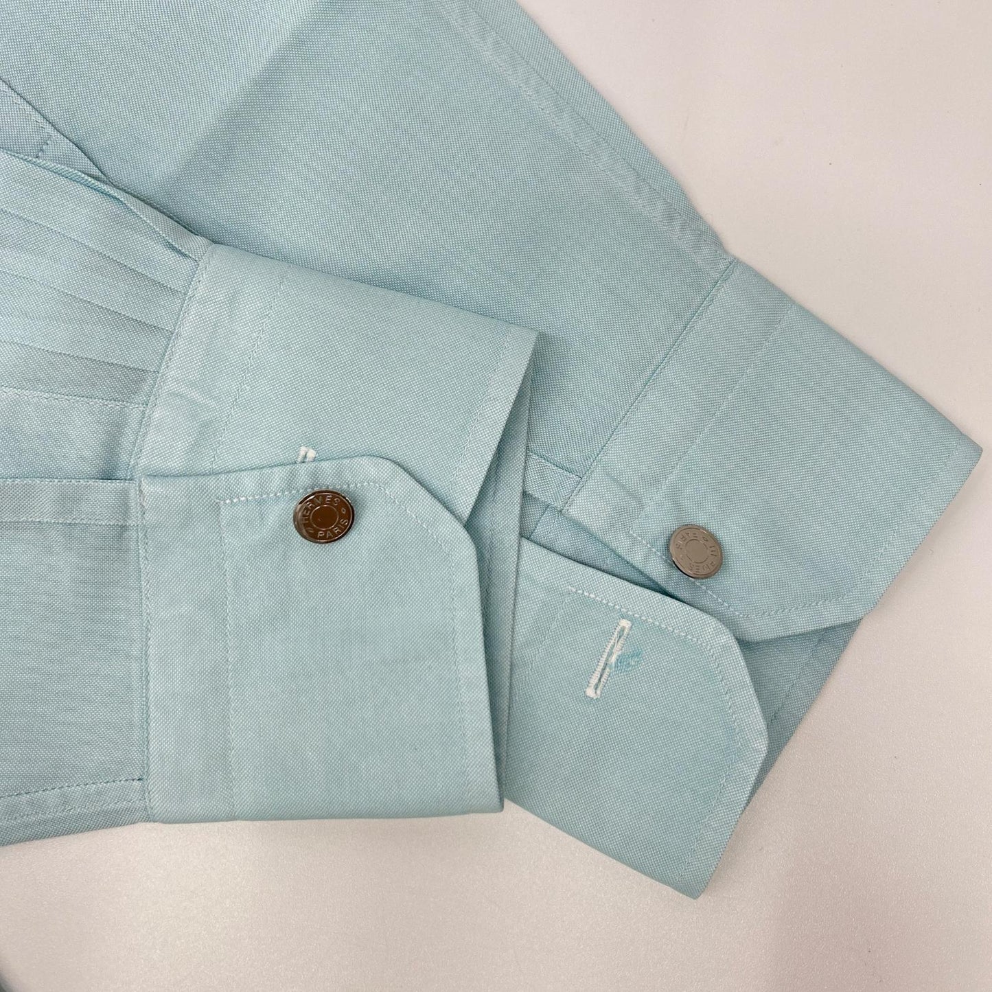 HERMES Green Selier Button Button-Down Long Sleeve Shirt Size 41/16