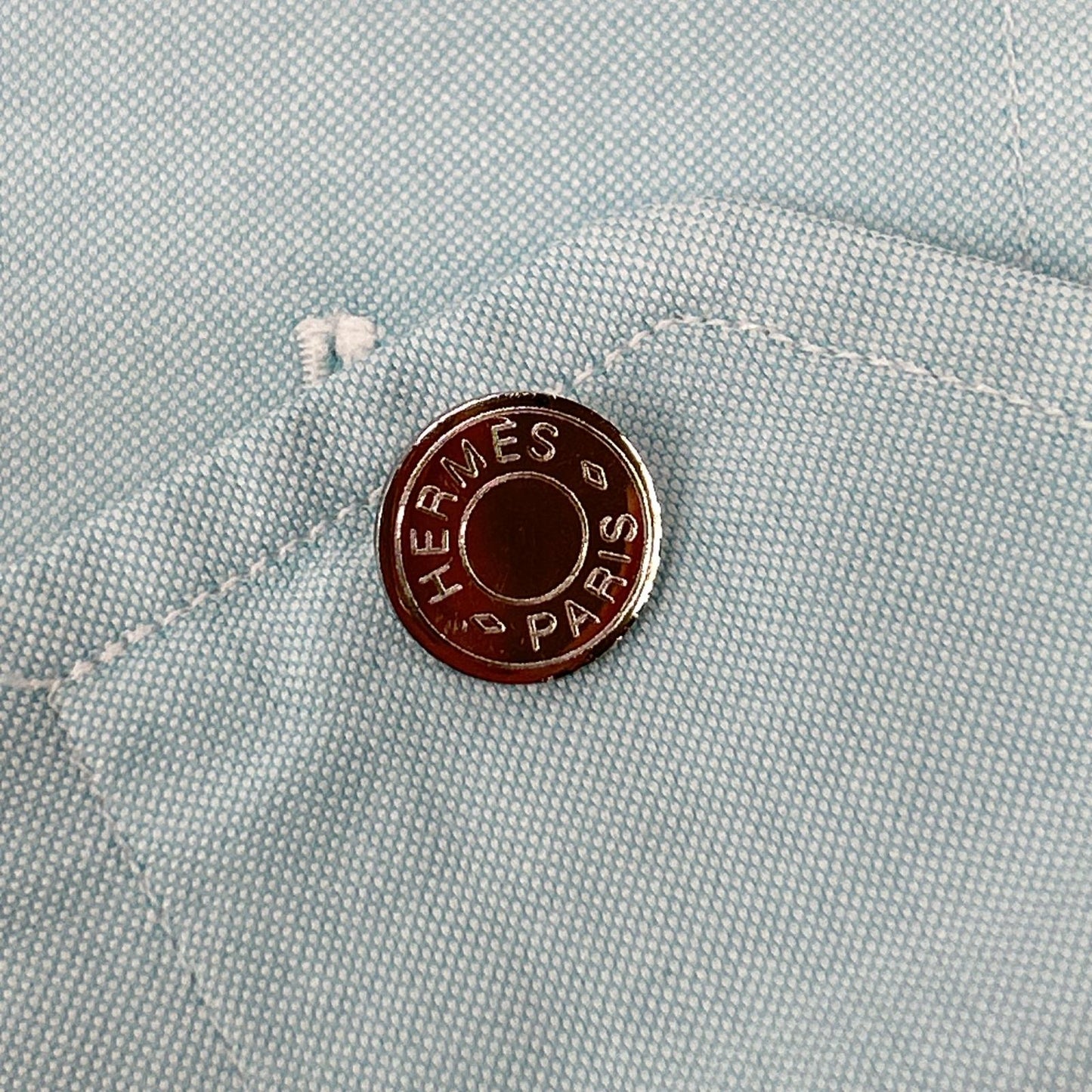 HERMES Green Selier Button Button-Down Long Sleeve Shirt Size 41/16