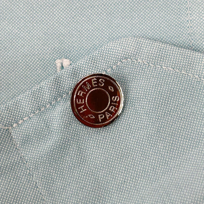 HERMES Green Selier Button Button-Down Long Sleeve Shirt Size 41/16