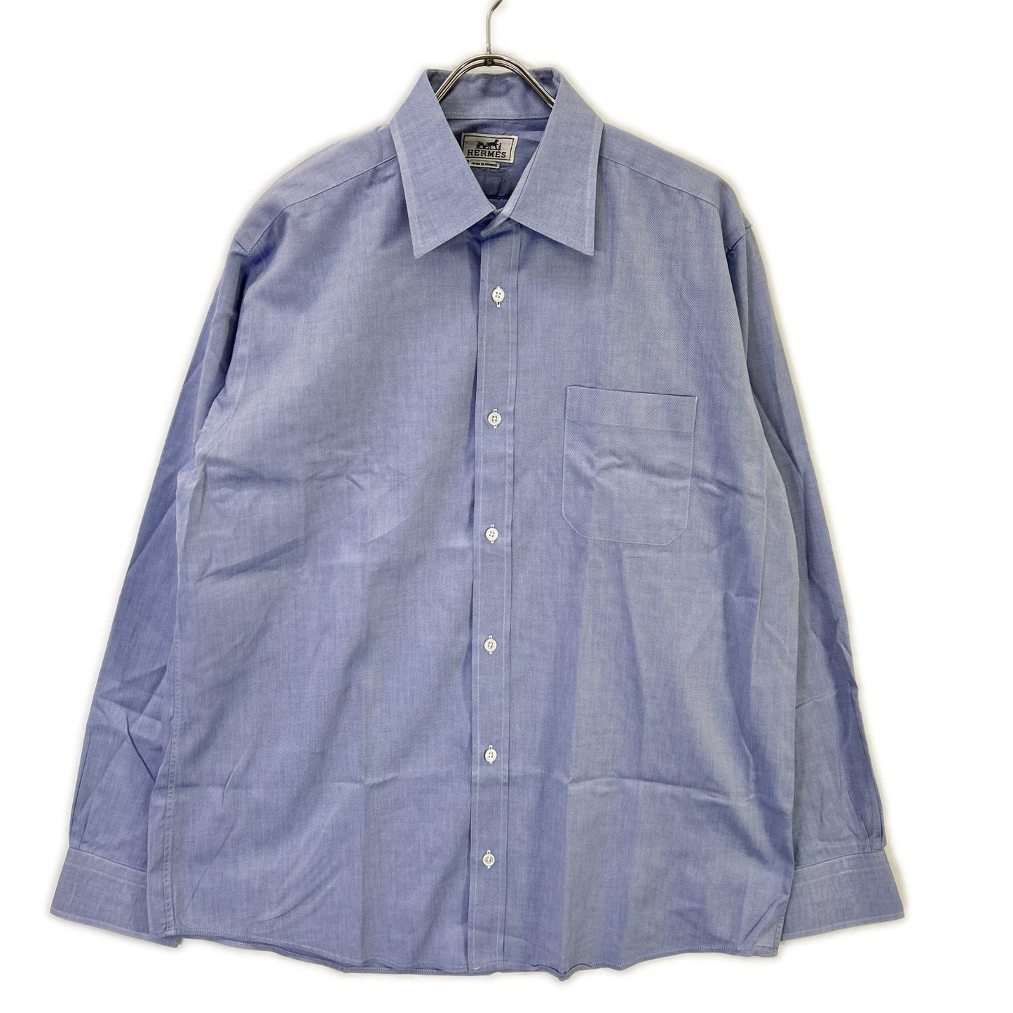 HERMES Blue Selier Button Long Sleeve Shirt Size 41/16