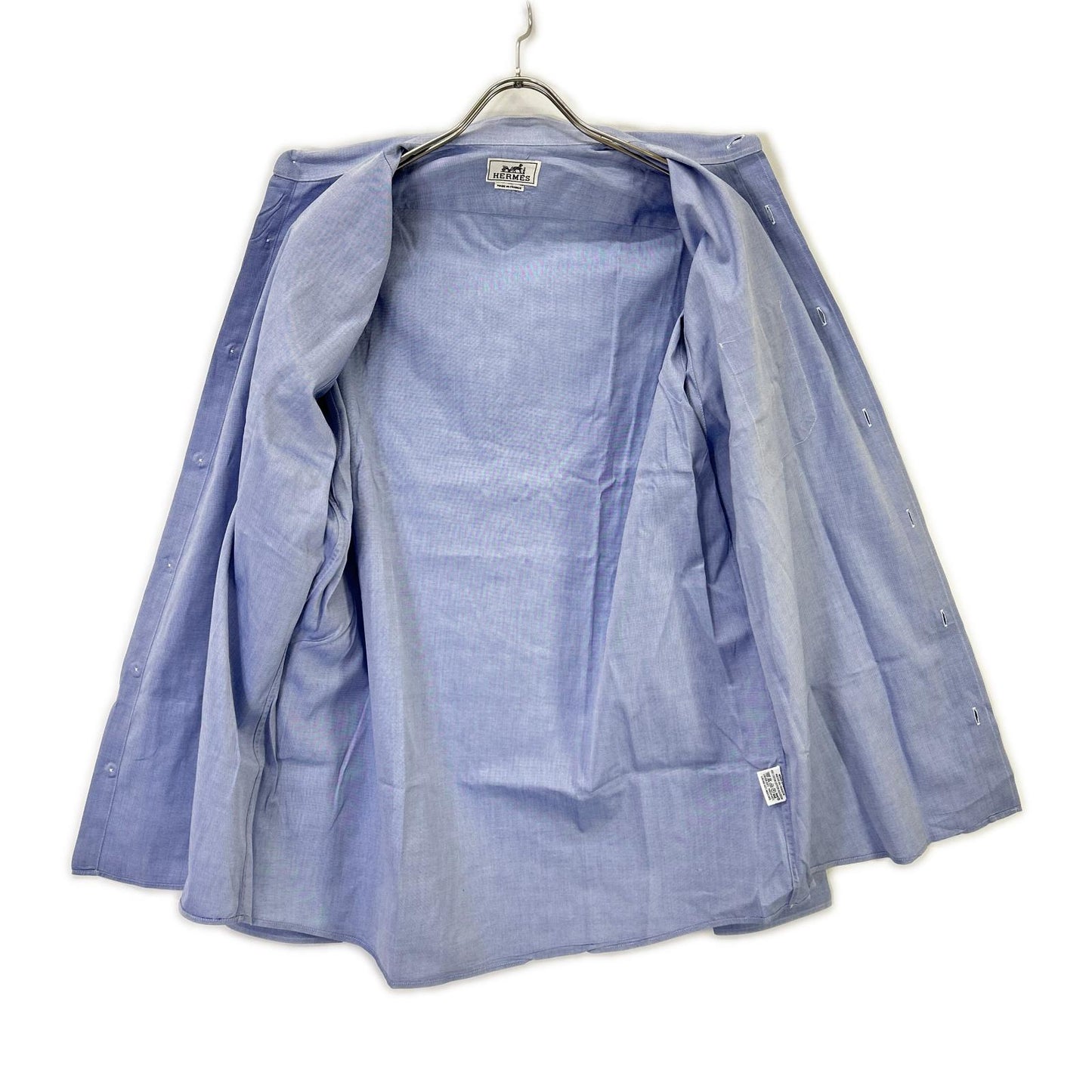 HERMES Blue Selier Button Long Sleeve Shirt Size 41/16