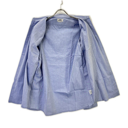HERMES Blue Selier Button Long Sleeve Shirt Size 41/16