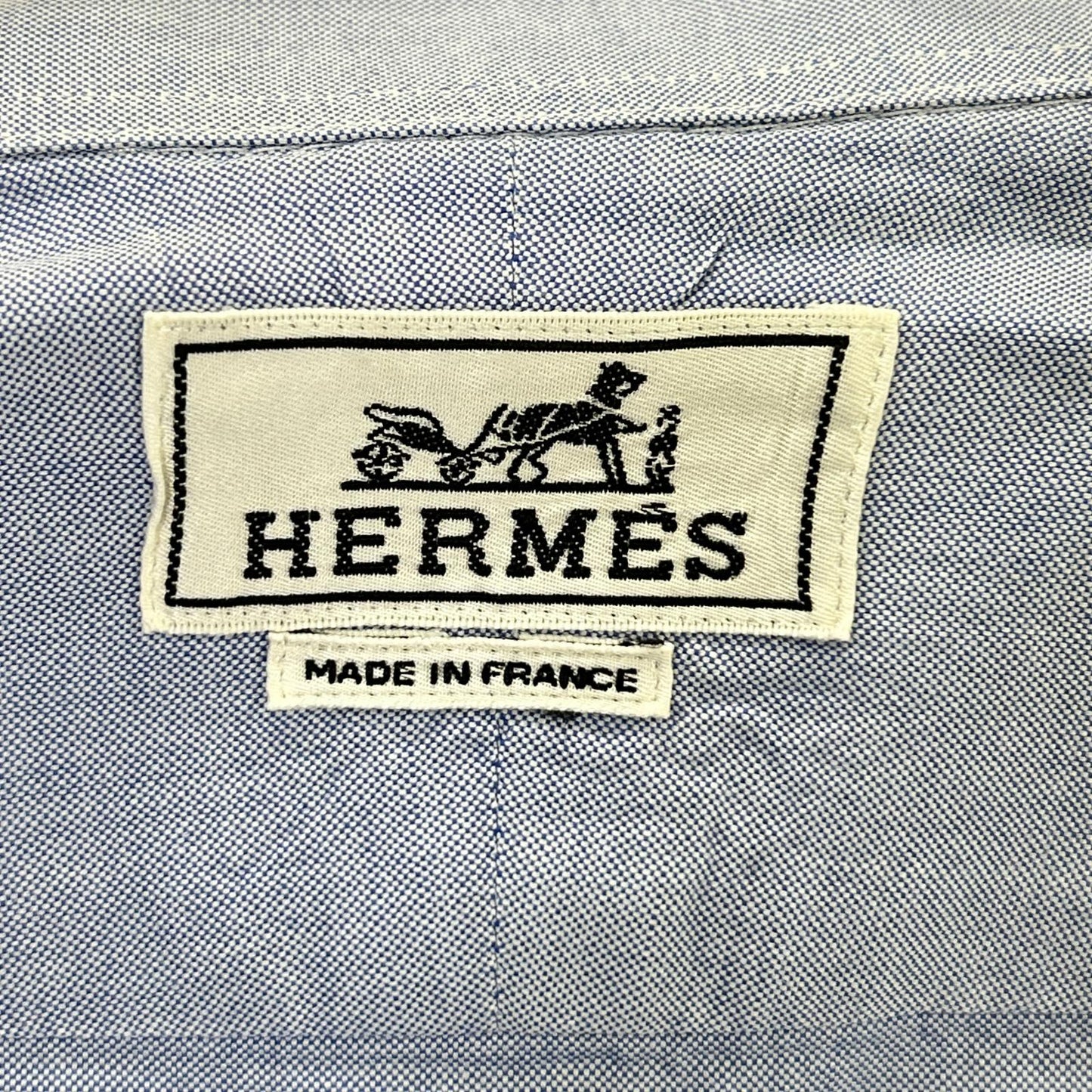 HERMES Blue Selier Button Long Sleeve Shirt Size 41/16
