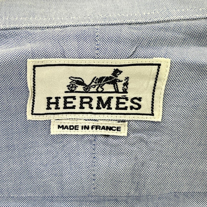 HERMES Blue Selier Button Long Sleeve Shirt Size 41/16