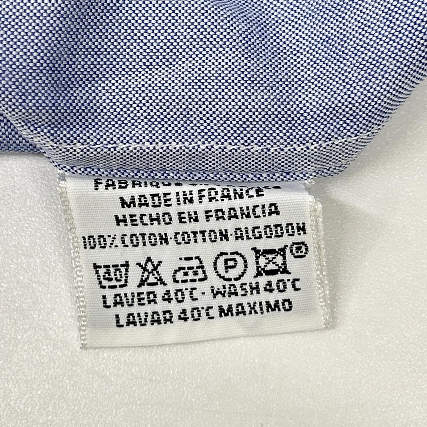 HERMES Blue Selier Button Long Sleeve Shirt Size 41/16