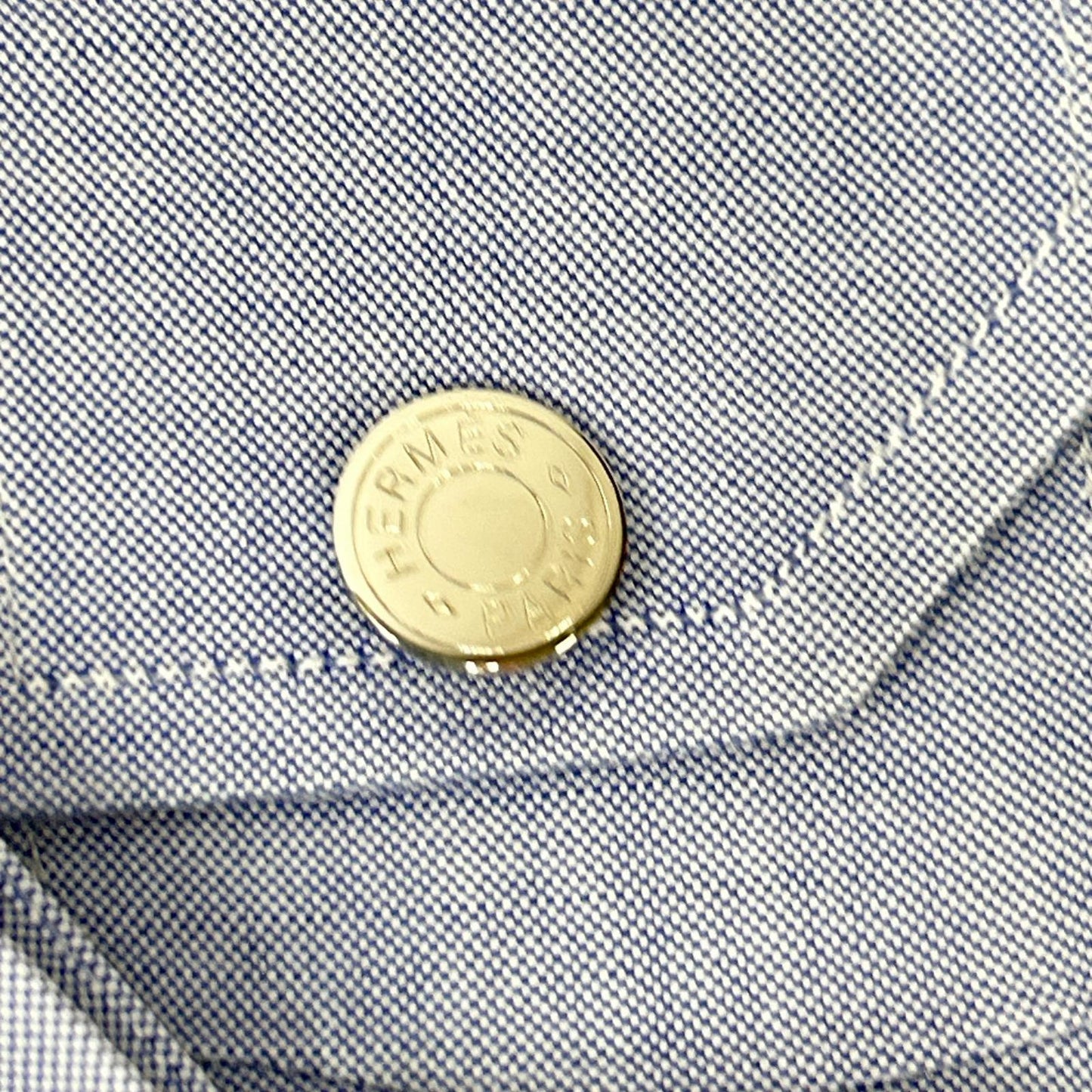 HERMES Blue Selier Button Long Sleeve Shirt Size 41/16