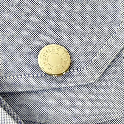 HERMES Blue Selier Button Long Sleeve Shirt Size 41/16