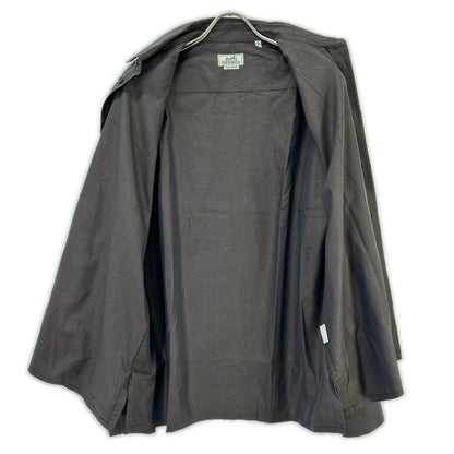 HERMES Brown Fly Front Selier Button Long Sleeve Shirt Size 41/16