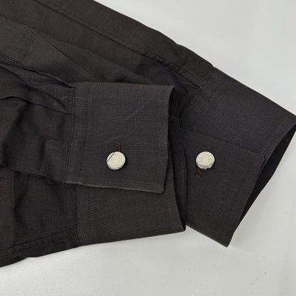 HERMES Brown Fly Front Selier Button Long Sleeve Shirt Size 41/16