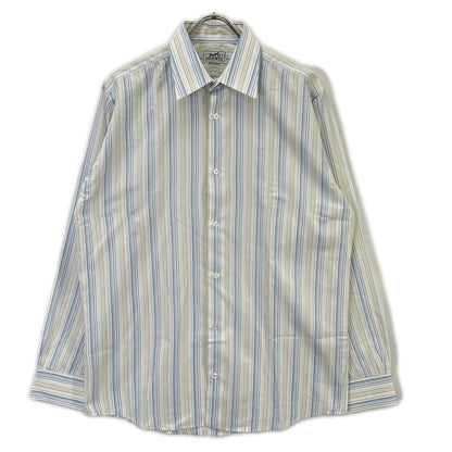 HERMES Striped Cotton Long Sleeve Shirt Size 40-15