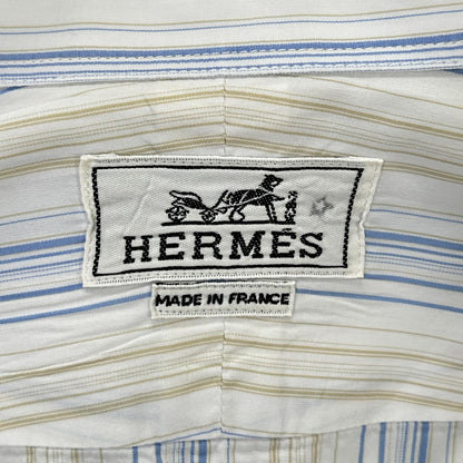 HERMES Striped Cotton Long Sleeve Shirt Size 40-15
