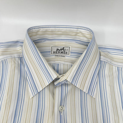 HERMES Striped Cotton Long Sleeve Shirt Size 40-15