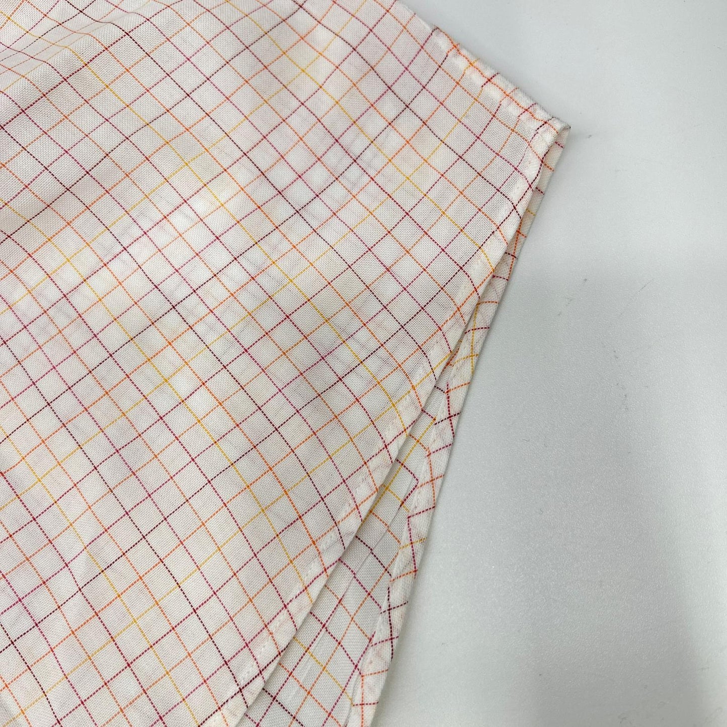 HERMES Pink Check Sellier Button Sleeve Shirt Size 40-15