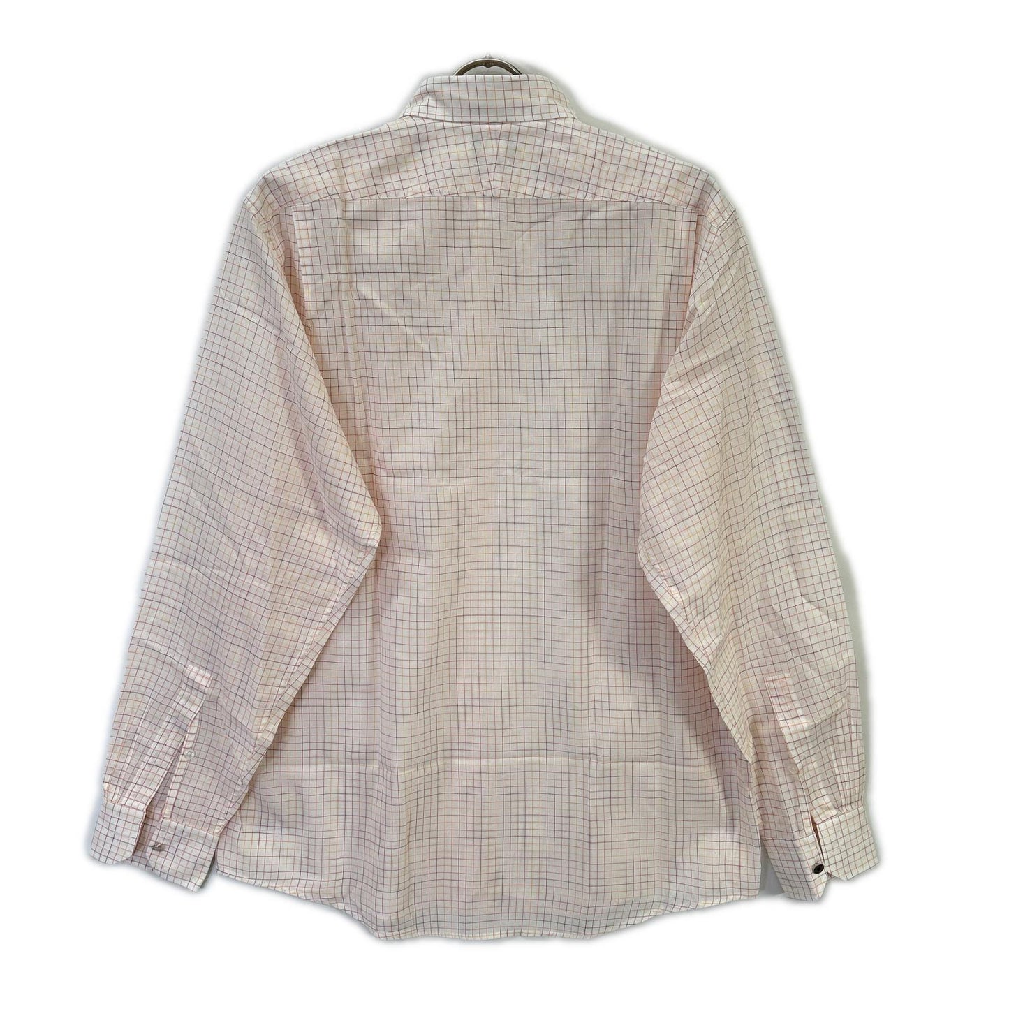HERMES Pink Check Sellier Button Sleeve Shirt Size 40-15
