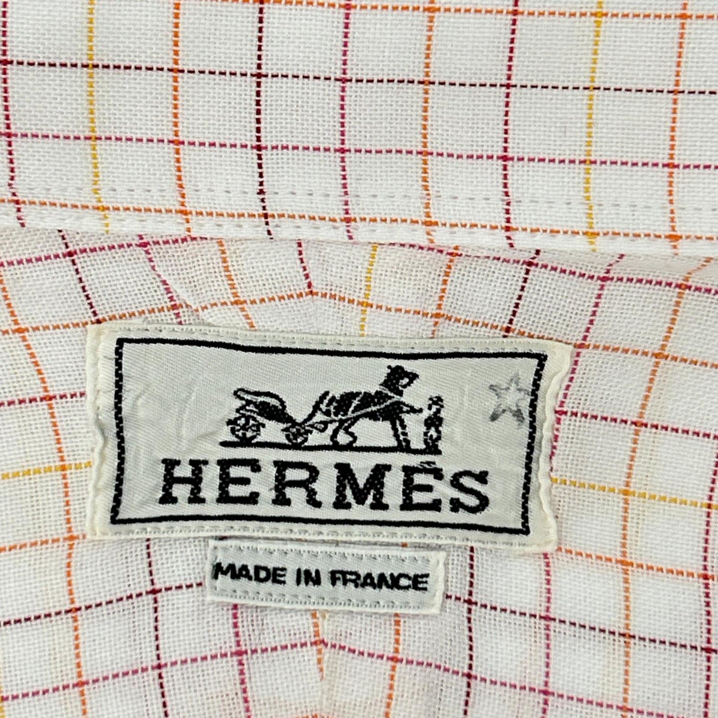 HERMES Pink Check Sellier Button Sleeve Shirt Size 40-15