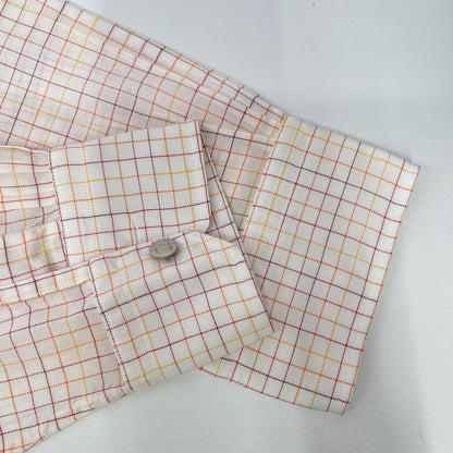 HERMES Pink Check Sellier Button Sleeve Shirt Size 40-15