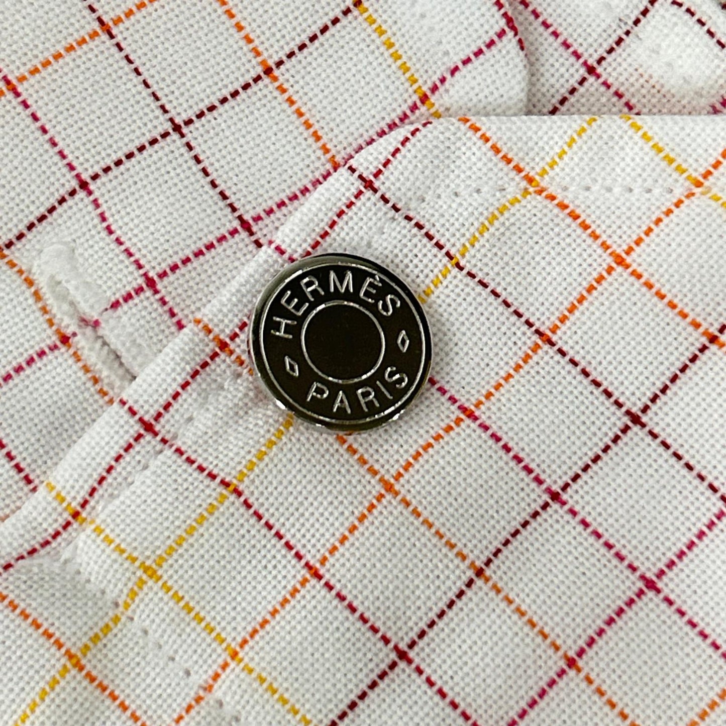 HERMES Pink Check Sellier Button Sleeve Shirt Size 40-15