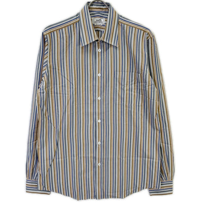 HERMES Striped Sellier Button Long Sleeve Shirt Size 40-15