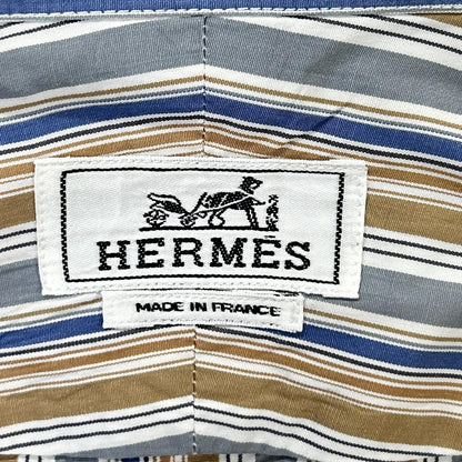 HERMES Striped Sellier Button Long Sleeve Shirt Size 40-15