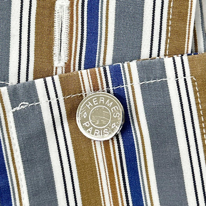 HERMES Striped Sellier Button Long Sleeve Shirt Size 40-15