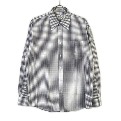 HERMES Check Sellier Button Long Sleeve Shirt Size 40-15