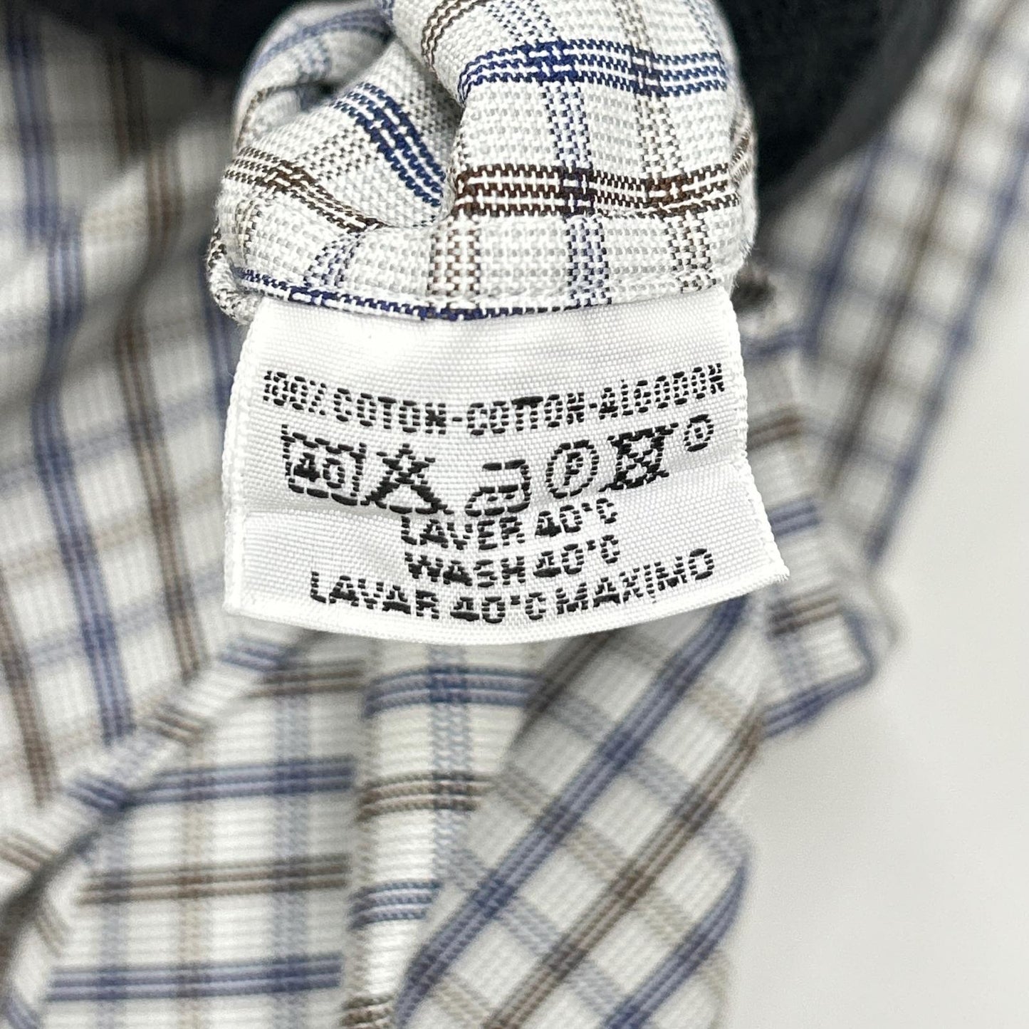 HERMES Check Sellier Button Long Sleeve Shirt Size 40-15