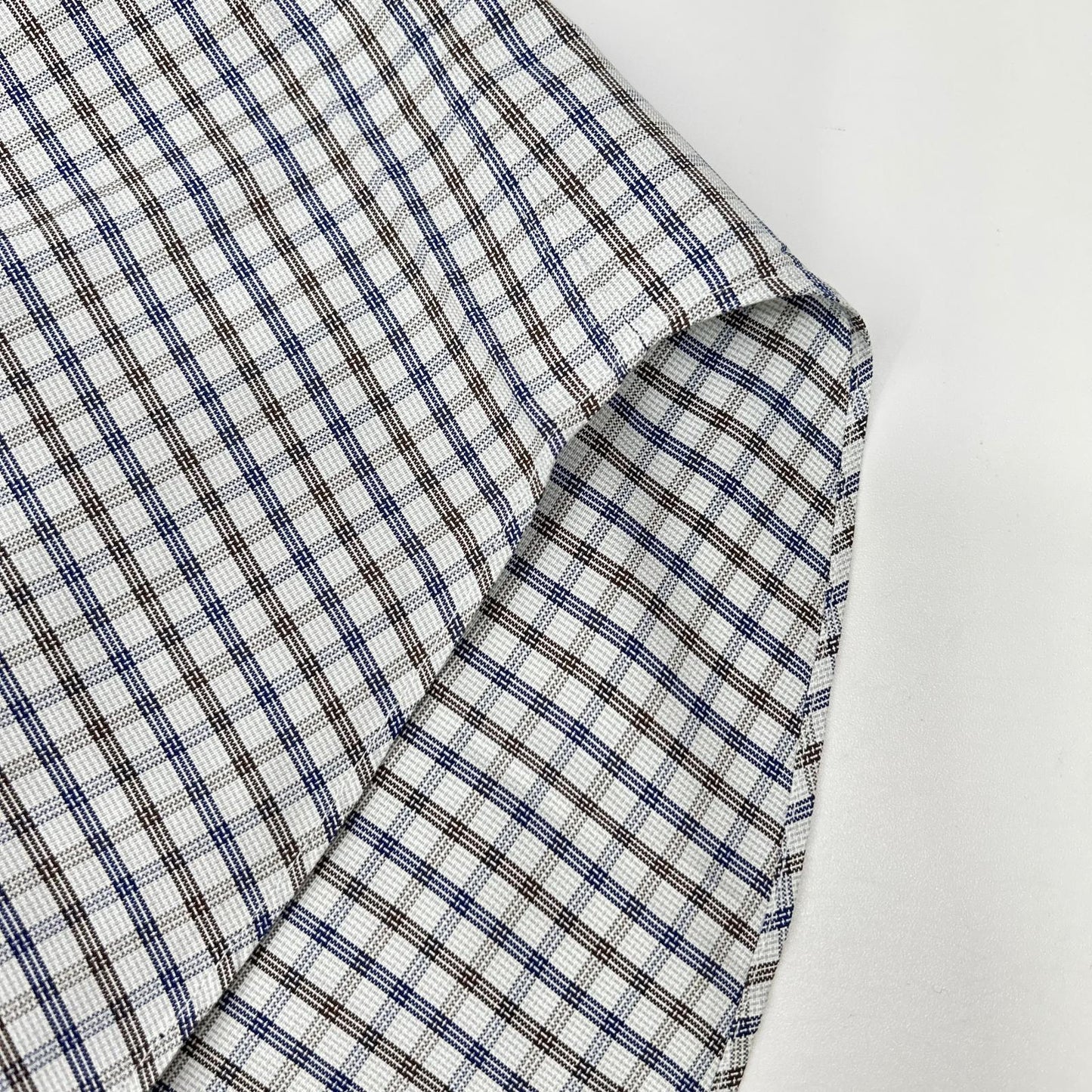 HERMES Check Sellier Button Long Sleeve Shirt Size 40-15