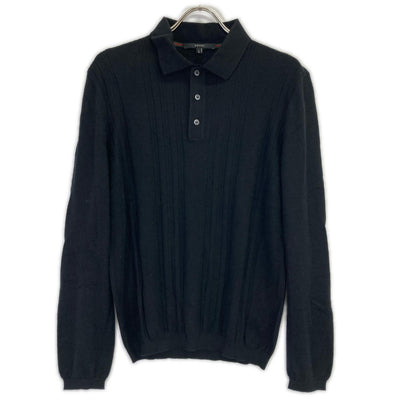GUCCI Cashmere Long Sleeve Polo Shirt Black Size L