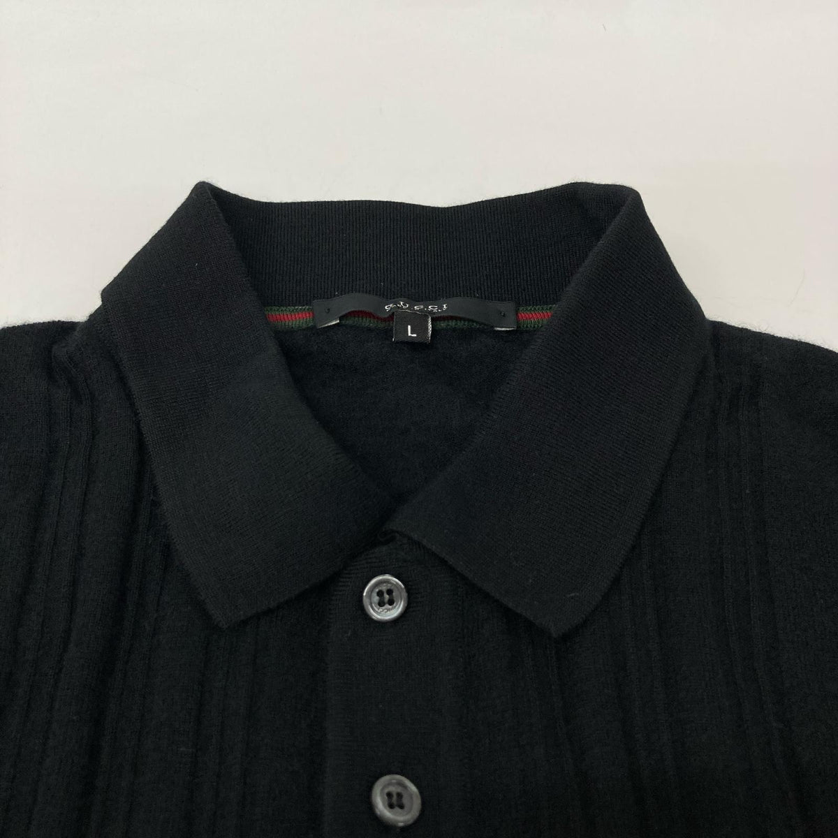 GUCCI Cashmere Long Sleeve Polo Shirt Black Size L