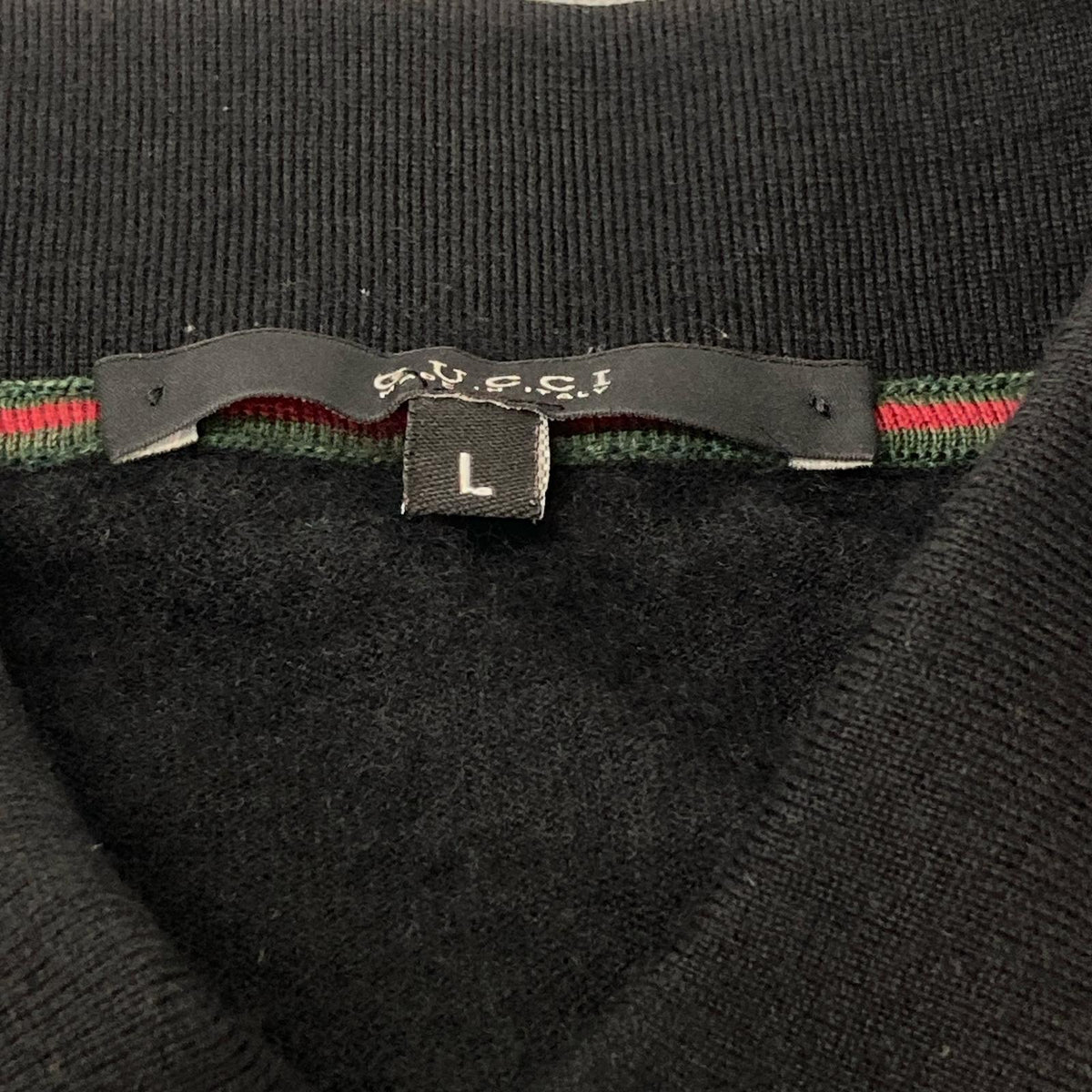 GUCCI Cashmere Long Sleeve Polo Shirt Black Size L