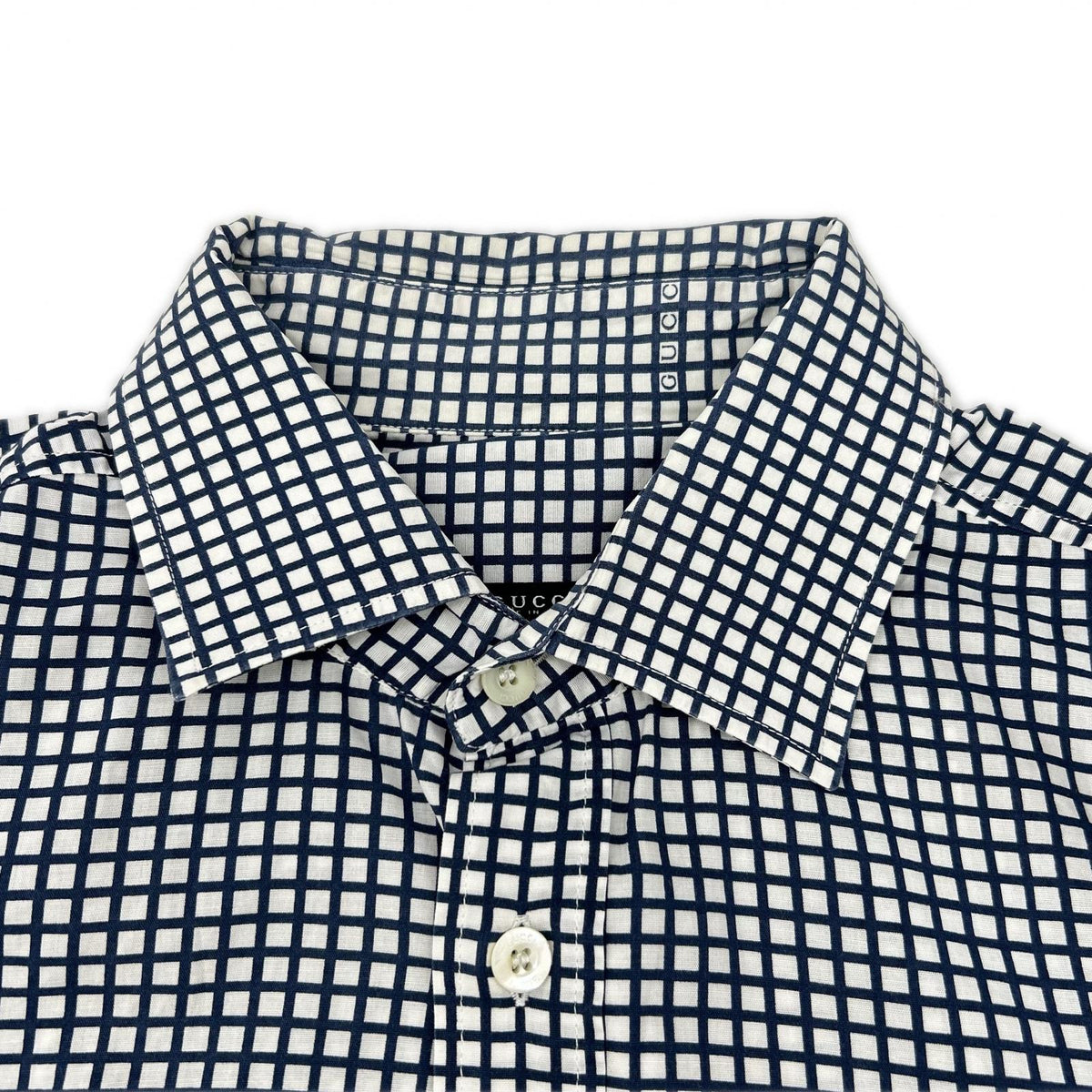 GUCCI Blue/White Check Cotton Shirt Size 40