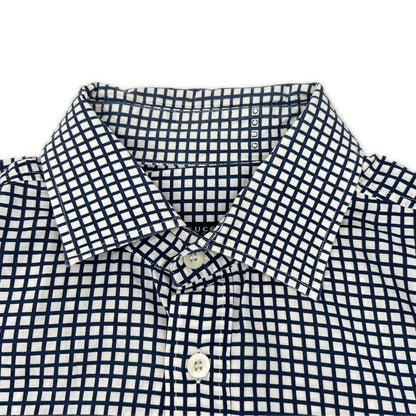 GUCCI Blue/White Check Cotton Shirt Size 40