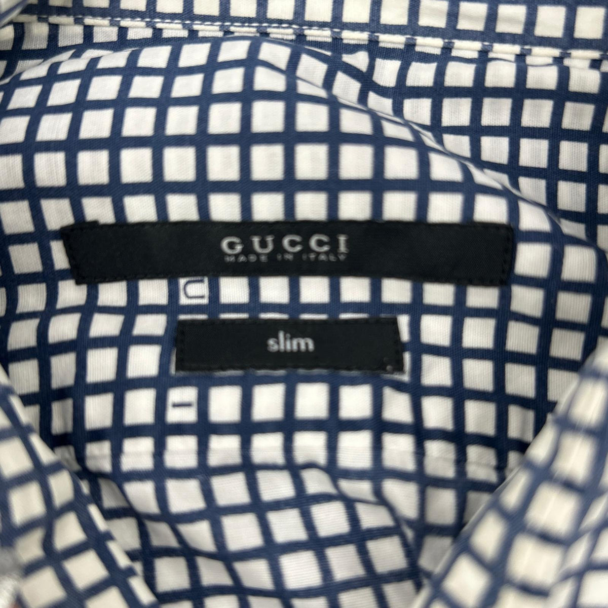 GUCCI Blue/White Check Cotton Shirt Size 40